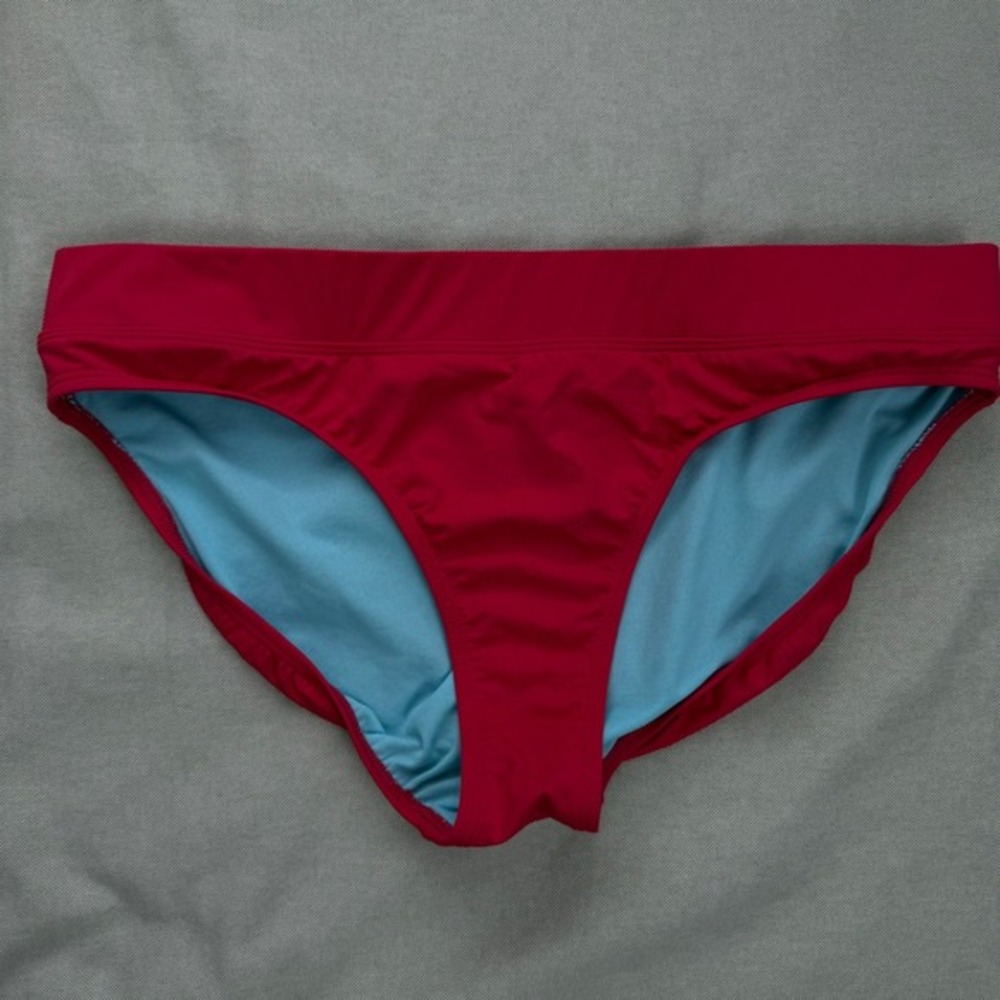 Athleta Hipster Full Swim Bottoms Size Large Red/Pink Medium-Rise Full Coverage